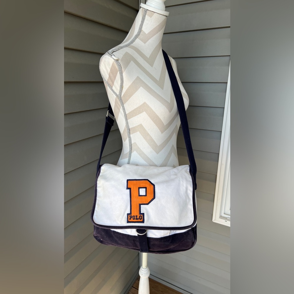 VTG- Polo Ralph Lauren canvas messenger/ shoulder bag with the embroidered logo